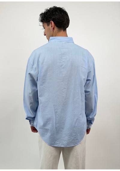Zaee Oversize Dökümlü Keten Gömlek Baby Blue