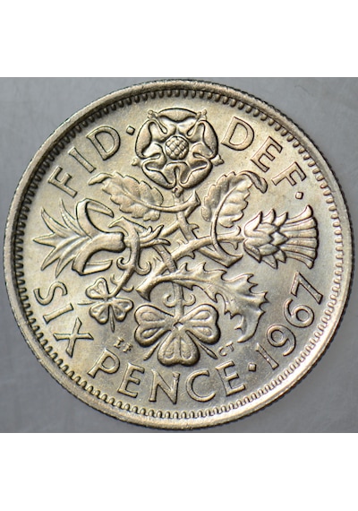 Birleşik Krallık 6 Pence 1967 Kraliçe Iı. Elizabeth 19,5 Mm İngiltere. Çil.