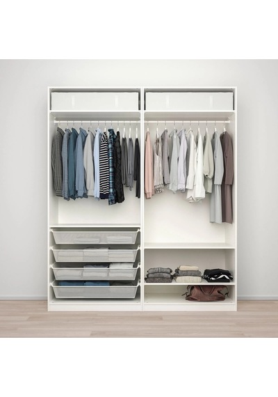 Ikea Beyaz Modern Kapaklı Gardırop Parlak Cila Beyaz-ayna