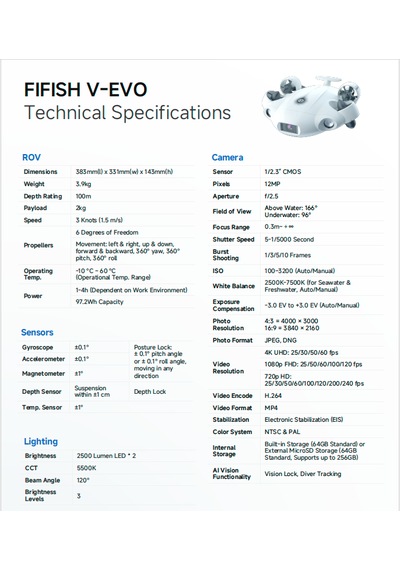 Qysea Fıfısh V-evo + Robotik Kol Paketi Su Altı Drone