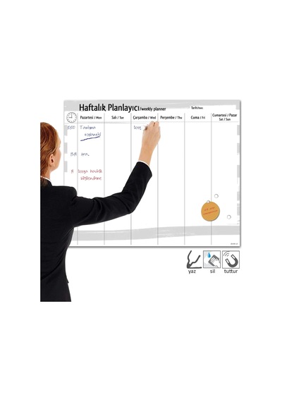Mıknatıslı Duvar Panosu Haftalık Planlayıcı Yaz Sil 50X70 Cm
