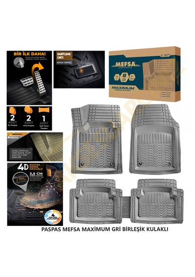 Maxımum Her Araca Uyumlu 4d Havuzlu Oto Paspas Universal Gri