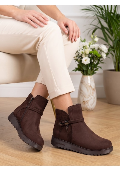 Nesilshoes Nesil Shoes Dvm 1001 Kahve Süet Kadın Fermuarlı Kışlık Bot