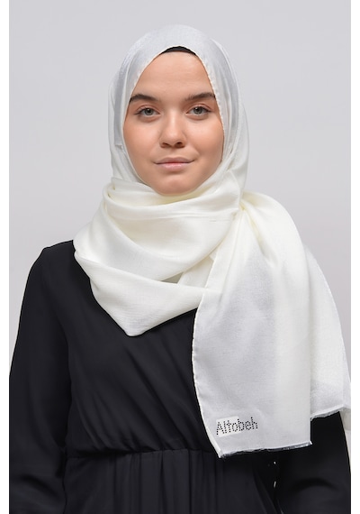 Altobeh Kadın Düz Renk Pırıltı Simli Tesettür Shawl Parlak Abiye Şal - Ekru
