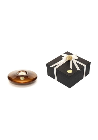 Kahverengi Golden Glow Cam Mumluk Ve Tealight Seti Dekoratif Sıvama Kutulu