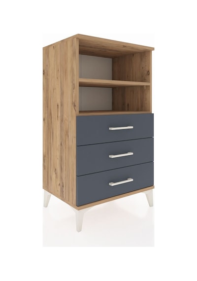 Hyperion Komodin 2 Raflı 3 Çekmeceli 60x44x106 Çam-antrasit Atlas Çam