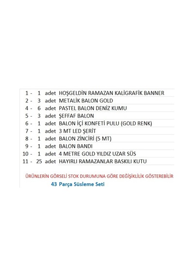 Gold, Deniz Kumu, Şeffaf Balonlu Hoş Geldin Ramazan Seti Hurma Kutulu Tüm Yaşlar