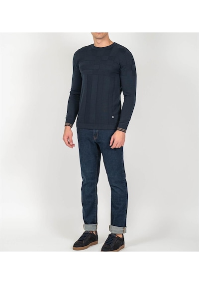 Erkek Triko Örgü Desenli Slim Fit Kazak Ncs Jeans 3638-Lacivert