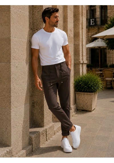 Danger Erkek Premium Poliamid Kumaş Comfort Fit Jogger Kahverengi Pantolon - 252dngr