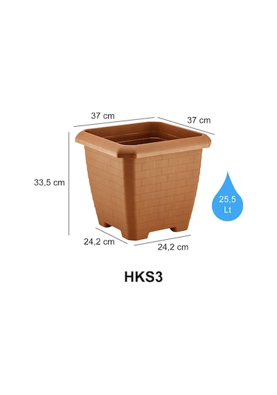 Serinova Hisar Küçük Kare Saksı 25.5 Lt No 3