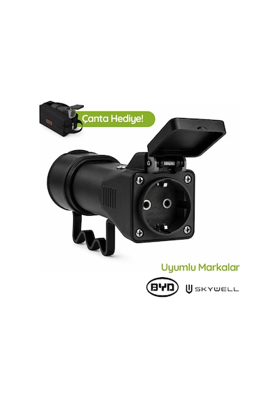Plugen Tek Çıkışlı V2l Adaptör Byd Skywell Uyumlu Schuko Çıkış 3.6 Kw
