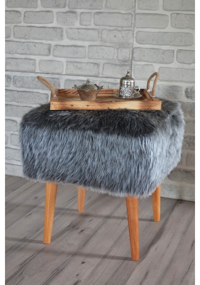 Praga Kare Puf Antrasit Peluş Antrasit Peluş