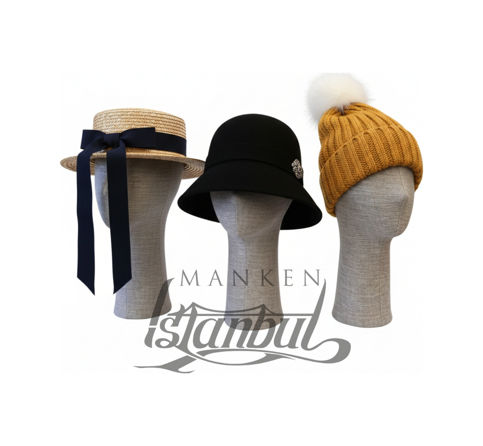 Keten Kumaş Kaplı Polyester Kafa Mankeni Aksesuar Mankeni Şapka Mankeni Peruk Mankeni