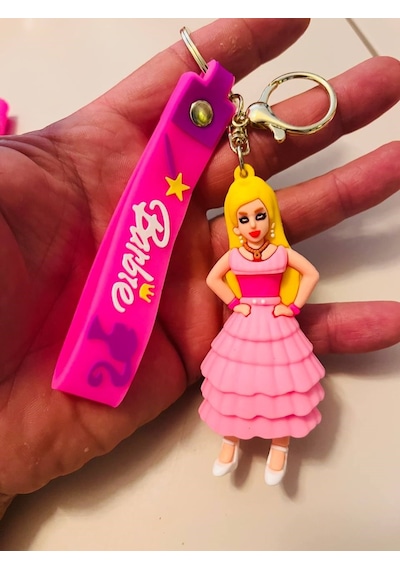 Barbie Bebek 3d Silikon Anahtarlık Pembe Karakter Çanta & Araba Süsü Karışık Model