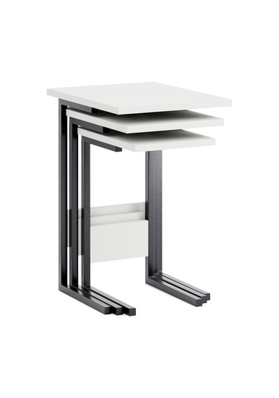 Zg3 Metal Zigon Sehpa 3'lü Beyaz