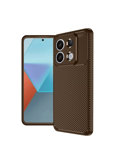 Xiaomi Redmi Note 13 Pro 4g Kılıf Auto Focus Karbon Kapak Kahverengi