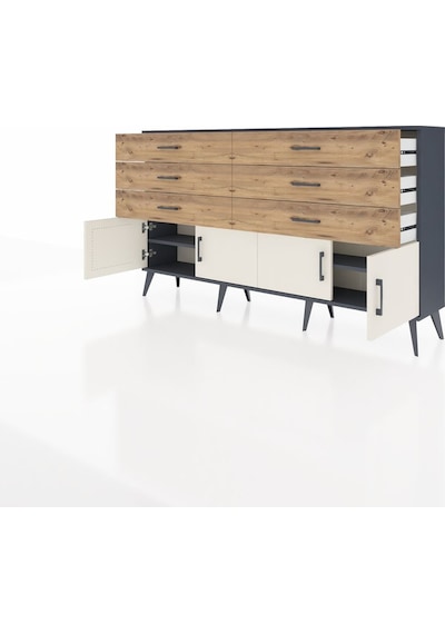 Arges Konsol 2 Raflı 6 Çekmeceli 4 Kapaklı 176x30x99 Antrasit-ayt Antrasit-aytaşı/çam Arges Konsol 2 Raflı 6 Çekmeceli 4 Kapaklı 176x30x99 Antrasit-ayt Antrasit-aytaşı/çam