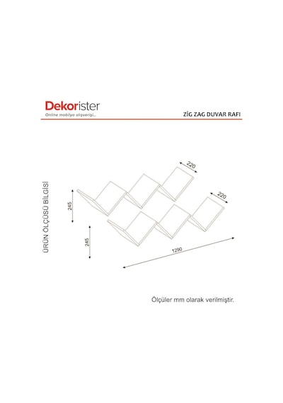Dekorister Zig Zag Kitaplık Beyaz