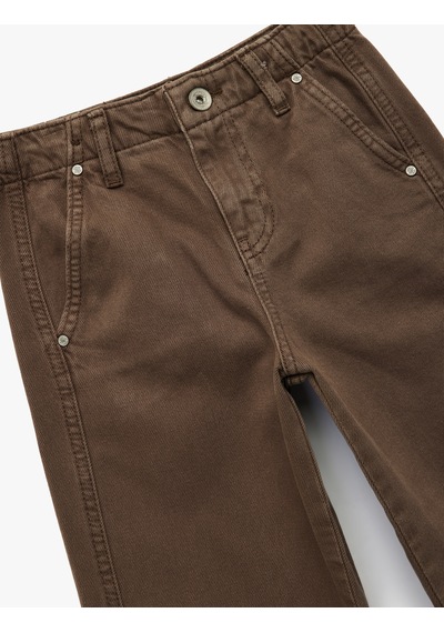 Koton Pamuklu Rahat Kesim Yıkamalı Balon Form Jean Pantolon Kahverengi 6wkg40068ad Kahve