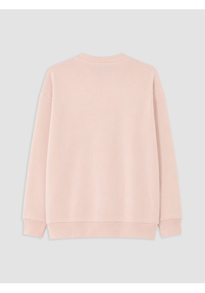 Lcw Comfort Pembe Çiçek Nakışlı Kadın Kalın Sweatshirt
