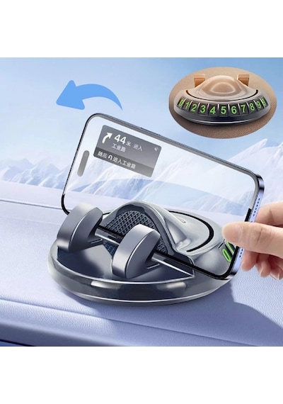360 Dönebilen Yapışkanlı Numaratörlü Araç Telefon Tutucu Çok Renkli