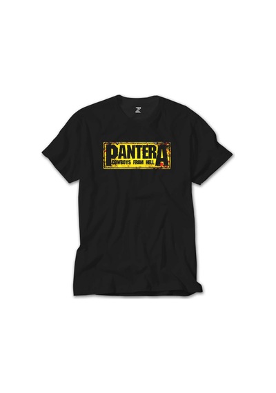 Pantera Cowboys From Hell Text Siyah Tişört Siyah