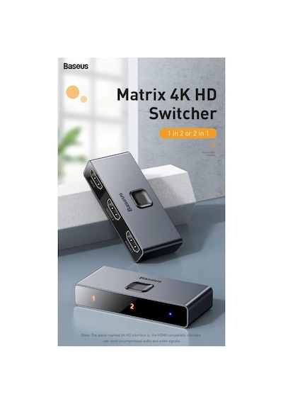Matrix 2 İn 1 Çok Fonksiyonlu Bilgisayar/telefon Hdmı Hub Adaptörü, Koyu Gri, Hdmı Giriş Çıkış Standart