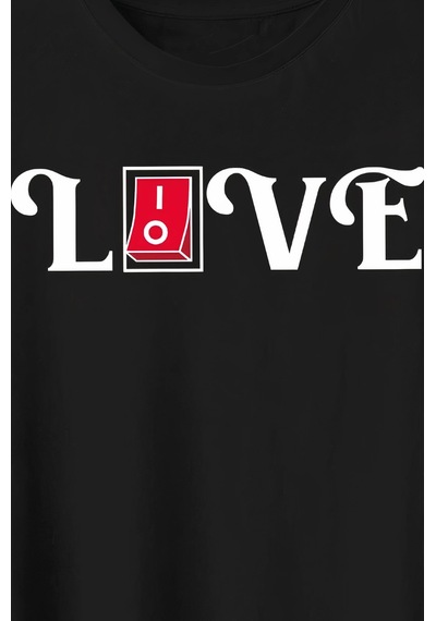 Primemagazam 14 Şubat Sevgililer Günü Love Baskılı Oversize Bisiklet Yaka T-shirt - Siyah Çeşitli