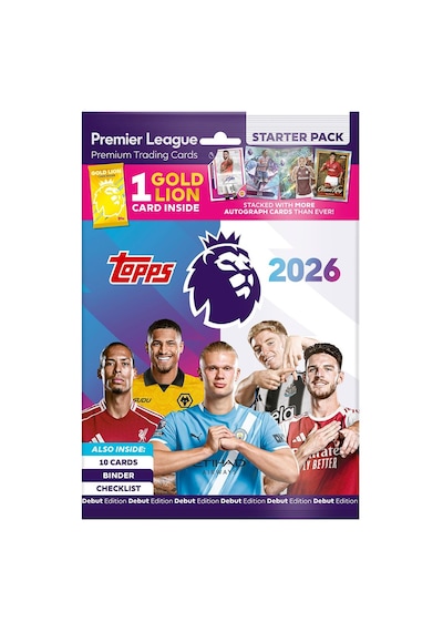 Topps Premier League 2025/26 Kart Albümü Starter Pack 10 Futbol Kartı + Özel Gold Lion Kart