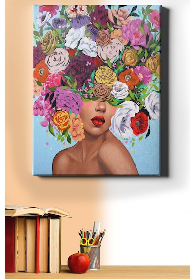 Webstyle Sayılarla Boyama Seti Kasnaklı Çiçek Saçlı Kadın 60 X 75 Cm