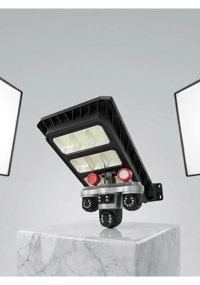 Solar Panelli Akıllı Güvenlik Kamerası Led Projektörlü