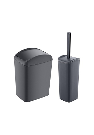 Smartware Soft Çöp Kovası 5 Lt Ve Soft Wc Fırçası Antrasit Genel