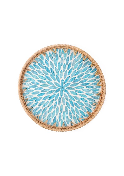 Qerhome 2'li El Yapımı Doğal Rattan Tepsi Sedef Desenli Yuvarlak Sunum Tepsisi Şık Servis Tepsisi 30-33 Cm Mavi Kahverengi Qerhome 2'li El Yapımı Doğal Rattan Tepsi Sedef Desenli Yuvarlak Sunum Tepsisi Şık Servis Tepsisi 30-33 Cm Mavi Kahverengi