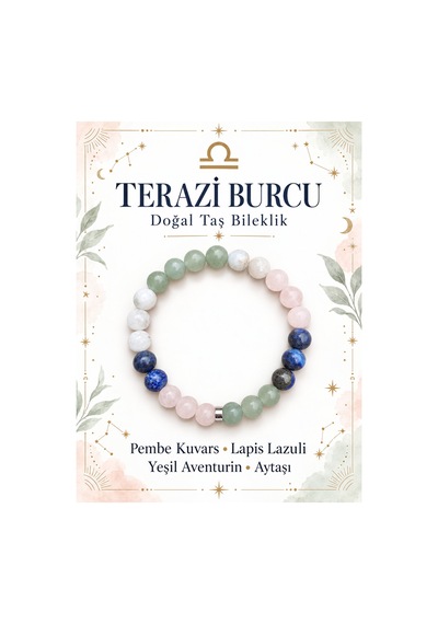 Terazi Burcuna Özel Doğaltaş Bileklik Pembe - 935178432 Pembe