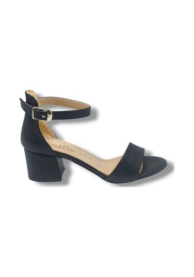 Selfie 4601-26 Cilt Tek Bant Orta Topuk Fashion Kadın Sandalet 5,5cm Siyah