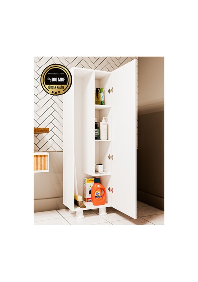 Elox Banyo Dolabı Raflı Farklı Tasarım Beyaz
