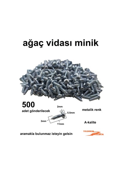 Mercimek Başlı Ağaç Vidası 500 Adet Mini Metalik Renk Hobi Vida K