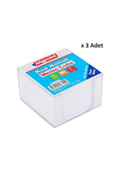 Bigpoint Akrilik Küp Notluk Beyaz 8x8cm X 3 Adet