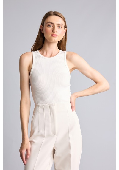 Defacto Slim Fit Halter Yaka Fitilli Kaşkorse Atlet F3933ax26auer105 Ekru-er105