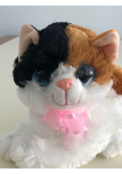 Sesli Miyavlayan Peluş Kedi Oyuncak Hediyelik Uyku Arkadaşı 30 Cm Çok Renkli