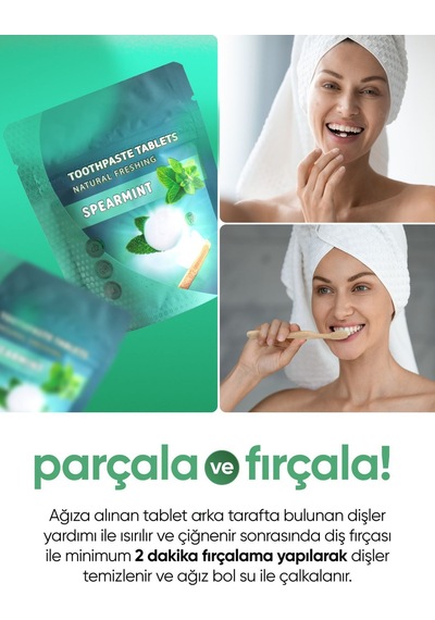 Tbrush Beyazlatıcı Aktif Karbonlu&Naneli Diş Macunu Tableti - Doğal Ve Etkili Beyazlatma 30Tablet