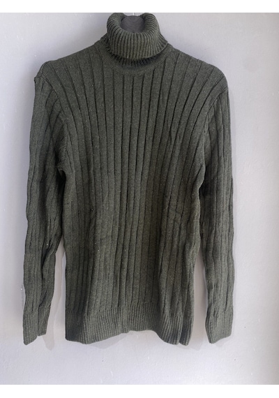 Martino Butik Unisex Balıkçı Yaka Triko Haki Kazak Haki