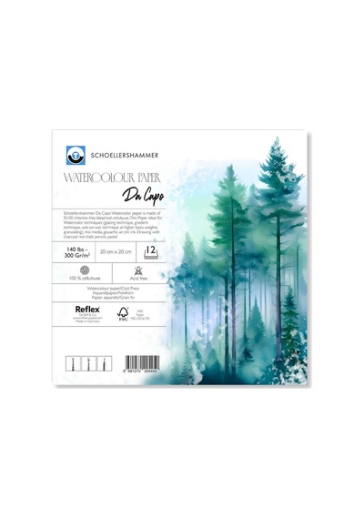 Da Capo Cold Press Suluboya Defteri Blok 300 Gr. 20x20 Cm. 12 Yaprak