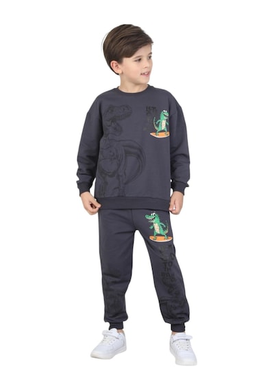 Erdem Kıds Erkek Çocuk Dinozor Baskılı Pijama Takımı İki İplik Eşofman Takımı Okul İkili Takım Füme Füme Erdem Kıds Erkek Çocuk Dinozor Baskılı Pijama Takımı İki İplik Eşofman Takımı Okul İkili Takım Füme Füme