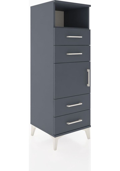 Hyperion Dolap 2 Raflı 4 Çekmeceli Tek Kapaklı 44x44x134 Antr... Antrasit