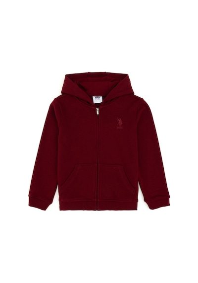 U.S. Polo Assn. Erkek Çocuk Bordo Basic Fermuarlı Sweatshirt 50289144-VR014