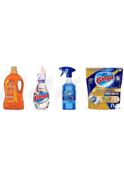 Bingo Giysi Şampuanı 3lt + Soft + Kireç Çözücü 900 Ml + Tablet Pro 20'li 4'lü Set Diğer