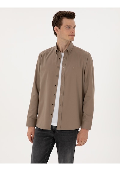 Pierre Cardin Erkek Vizon Gömlek Desenli 50316736-vr052 Vizon