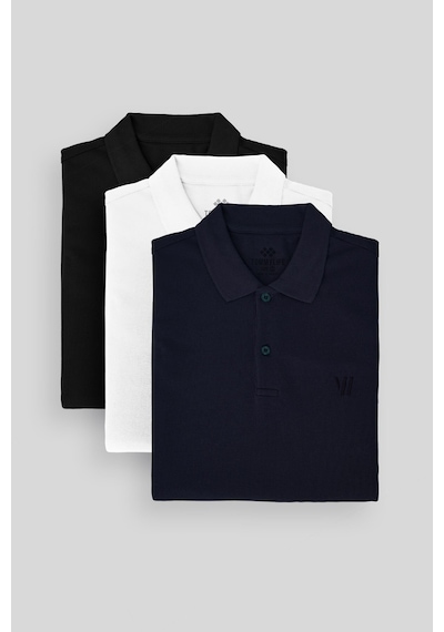 Tommylife Standart Fit Basic Polo Yaka 3lü Paket Siyah-beyaz-lacivert Erkek T-shirt 87768 Siyah-beyaz-lacivert