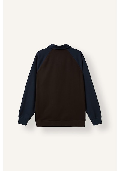 Defacto Regular Fit Polo Yaka Raglan Kol Sweatshirt H5042ax26aunv64 Lacivert-nv64